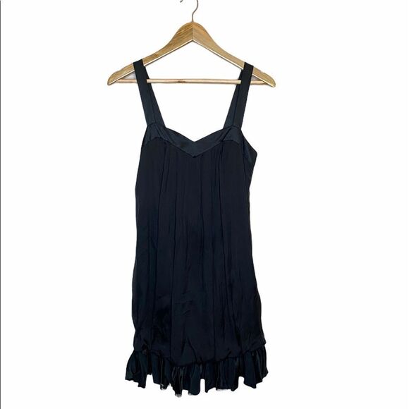 Rebecca Taylor Black Silk Bubble Hem Ruffle Dress - Picture 1 of 6